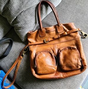 Frye Foldover Crossbody Brown Leather Bag